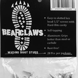 Bearclaws wading wader boots 28 STUDS cleats 1/2" ALUMINUM (better than steel!)